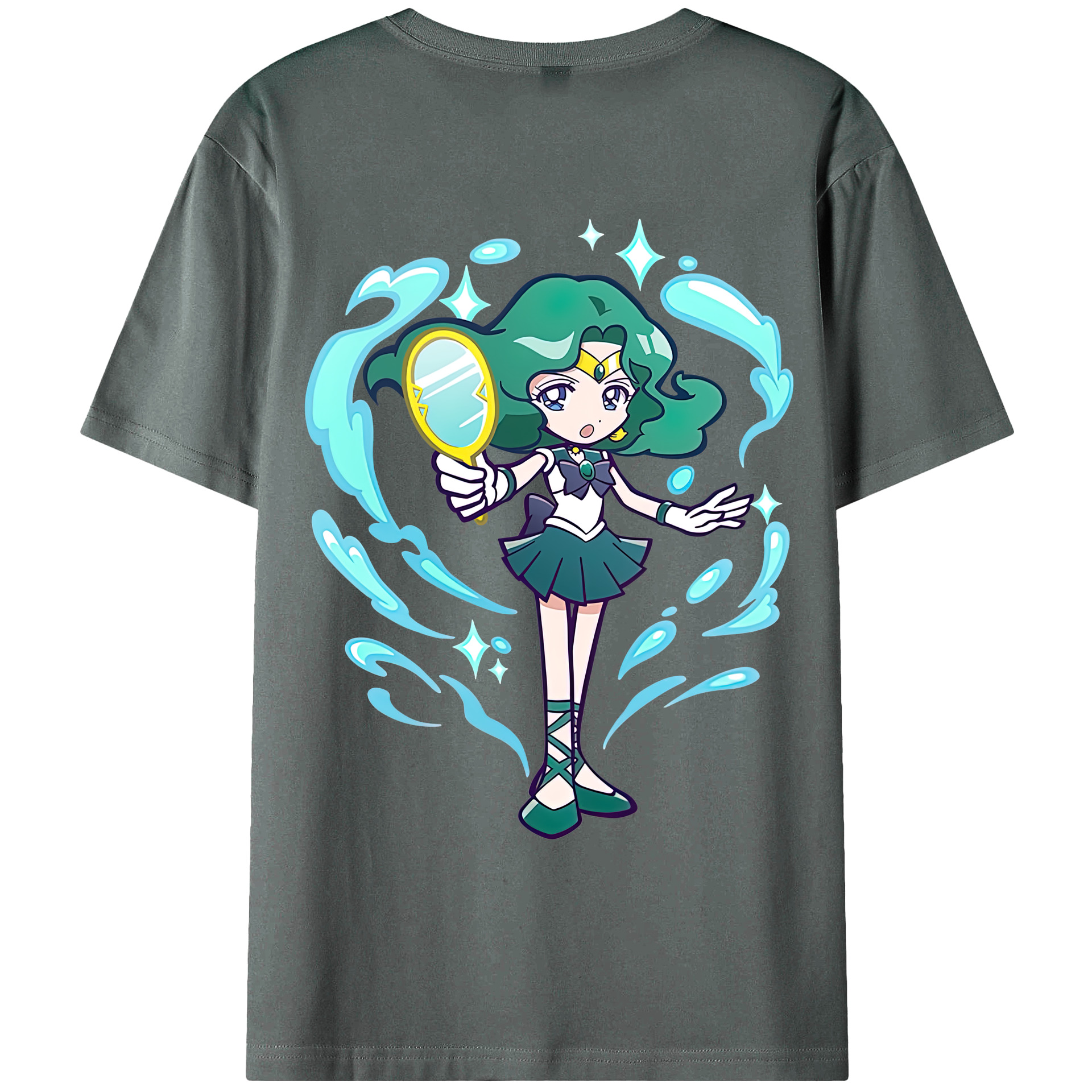 （画像用） 美少女戦士セーラームーン 海王 みちる（かいおう みちる） Sailor Moon Kaiou Michiru 綿100％ メンズ半袖Tシャツ（バックプリント） 通気性